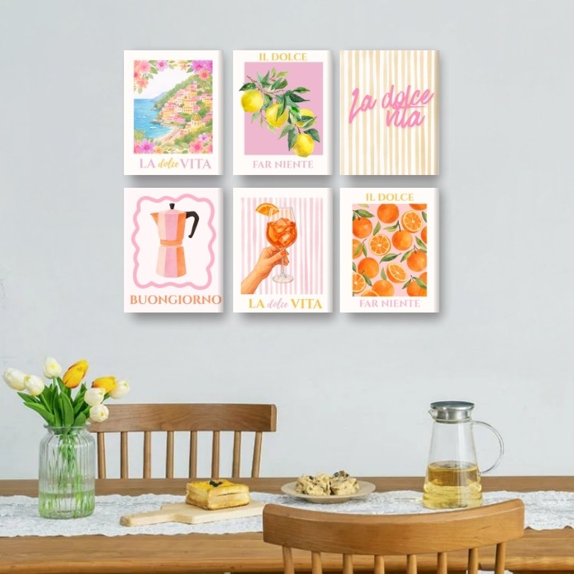 6 Mini Paintings | Pink Dolce Vita Set