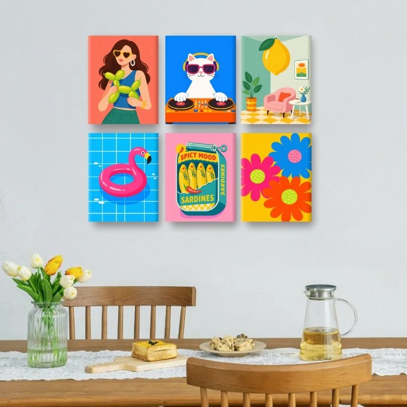 6 Mini Paintings | Fun & Funky Set