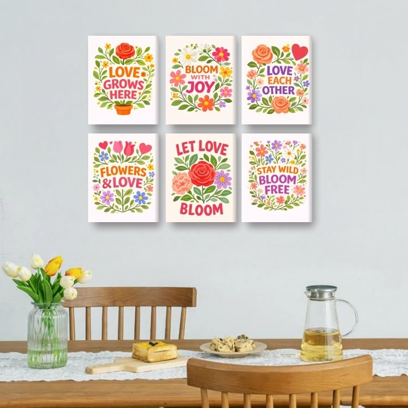 6 Mini Paintings | Blooming Quotes Set