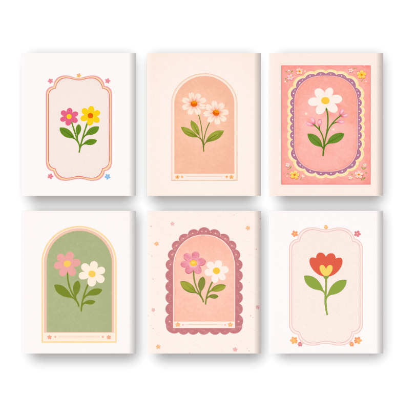 6 Mini Paintings | Spring Flowers Set