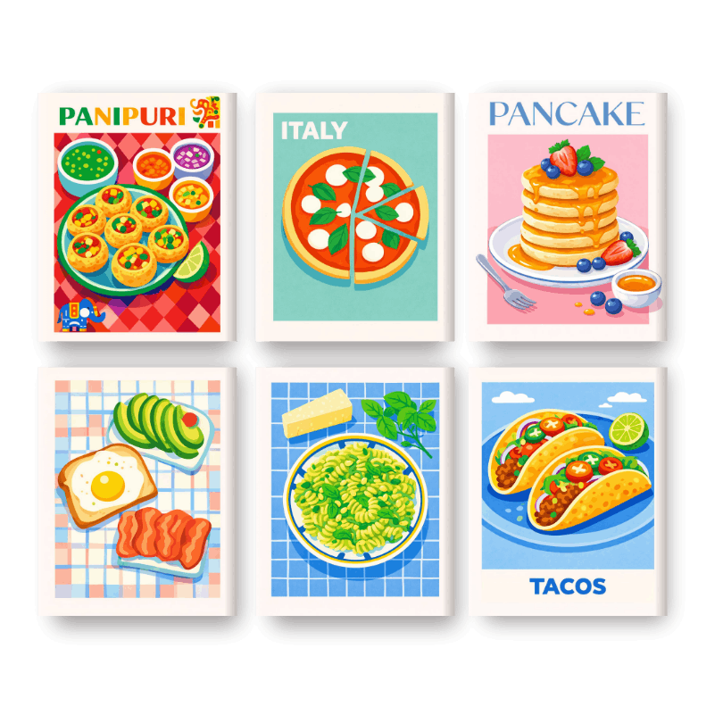 6 Mini Paintings | Favorite Food Set