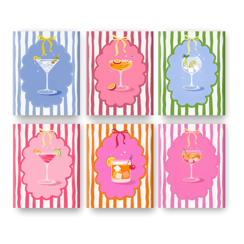 6 Mini Paintings | Trendy Cocktails Set