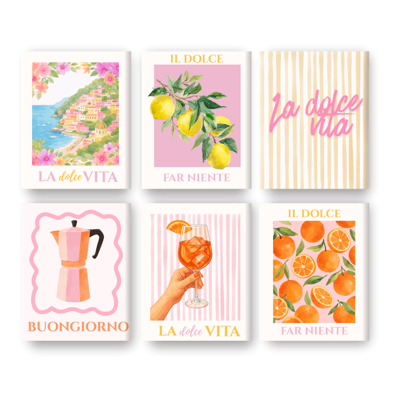 6 Mini Paintings | Pink Dolce Vita Set