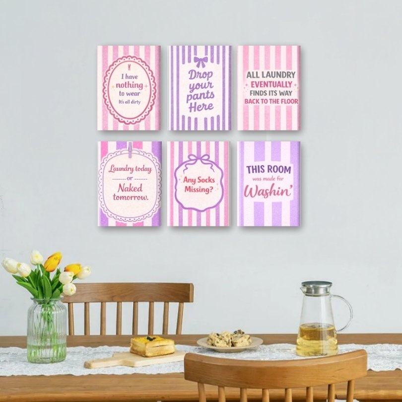 6 Mini Paintings | Laundry Room Quotes Set