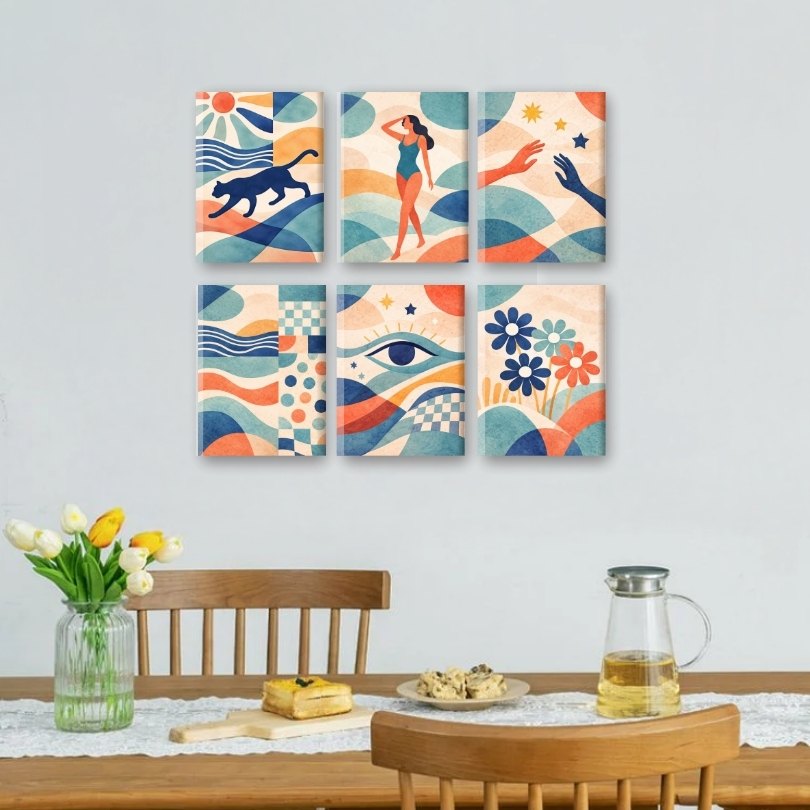 6 Mini Paintings | Abstract Harmony Set