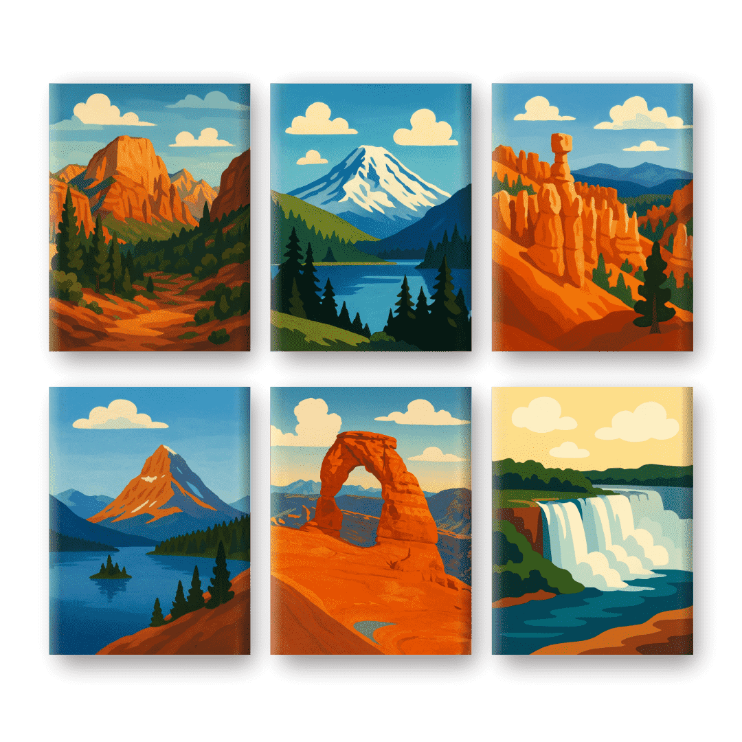 6 Mini Paintings | American National Parks Set