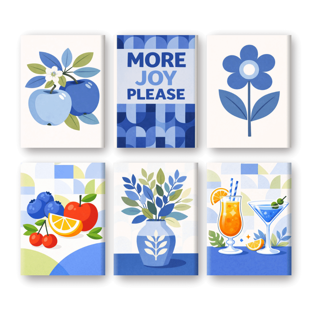 6 Mini Paintings | Blue Moments Set