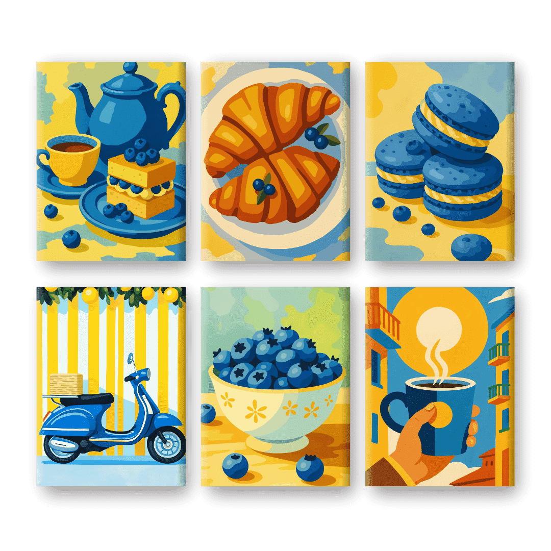 6 Mini Paintings | Blueberry Set