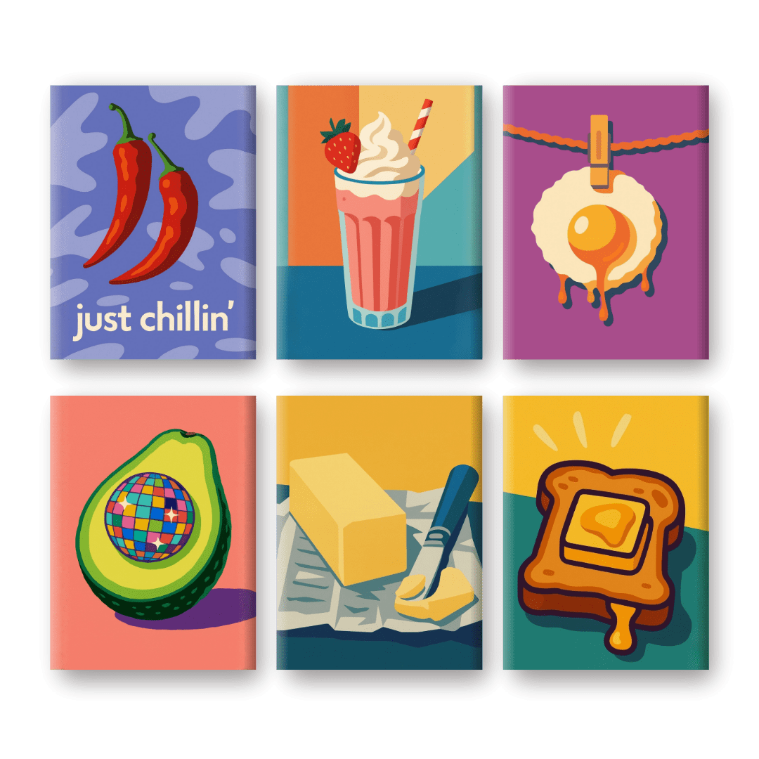 6 Mini Paintings | Breakfast Toast Set