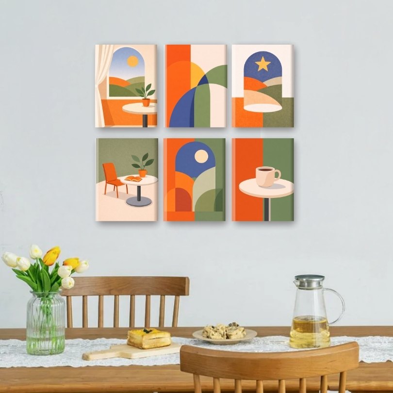 6 Mini Paintings | Calm Geometry Set