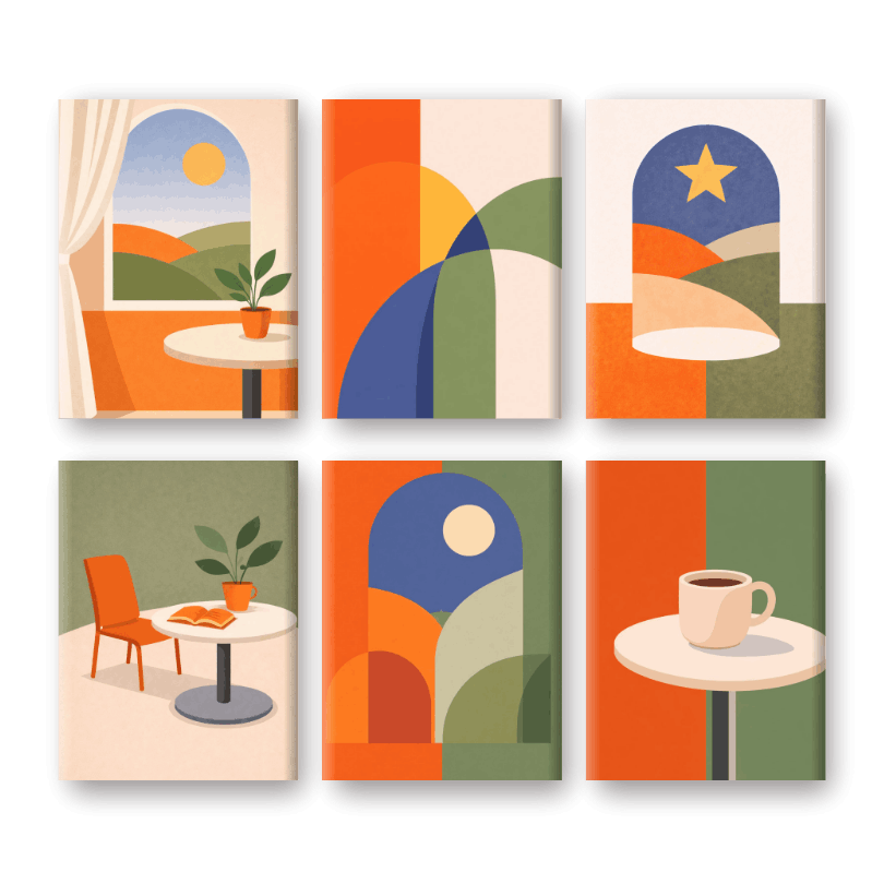 6 Mini Paintings | Calm Geometry Set