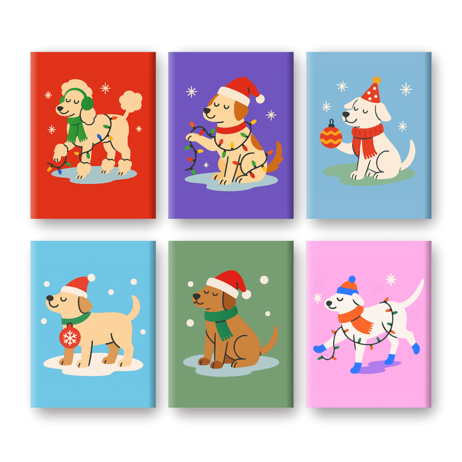 6 Mini Paintings | Christmas Dogs Set