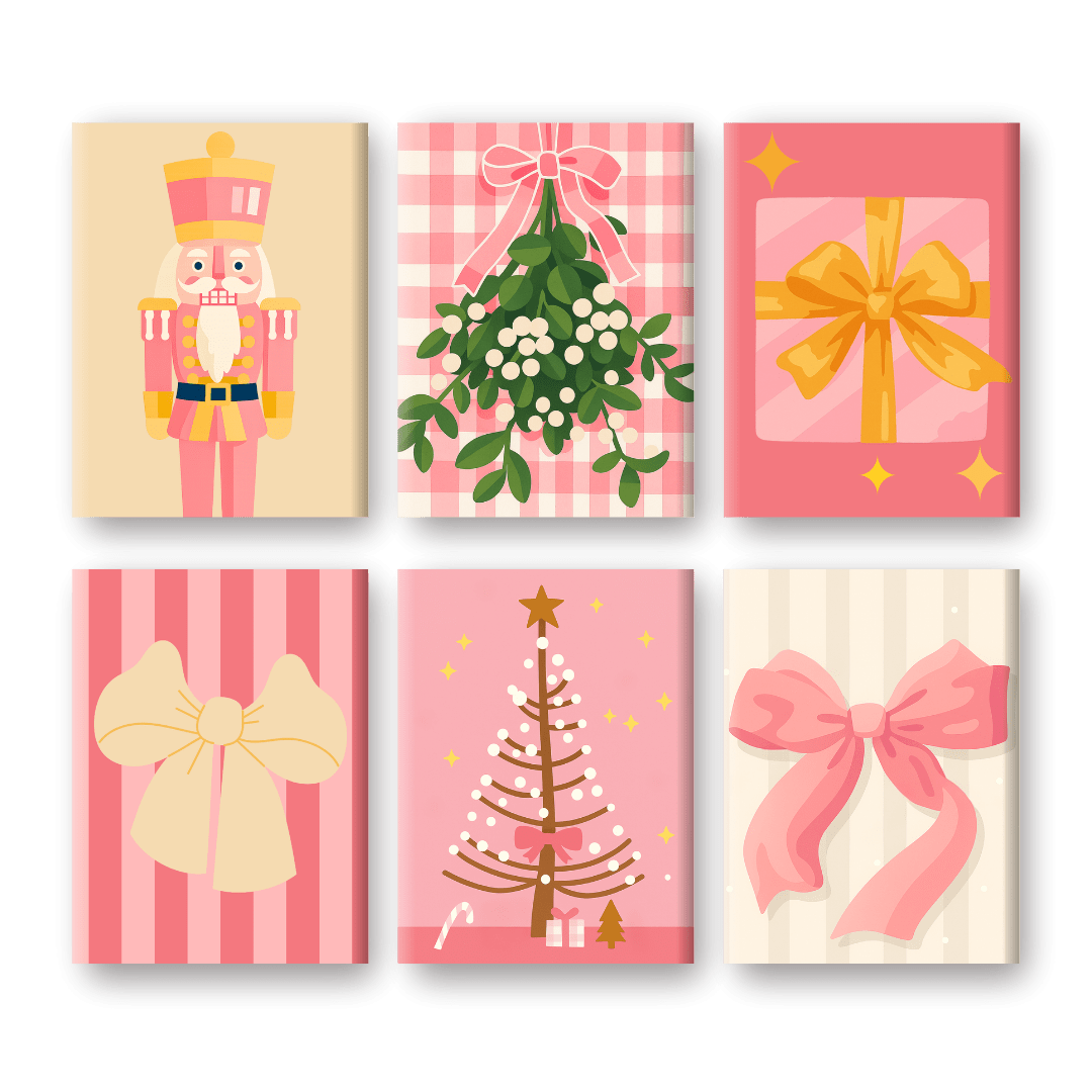 6 Mini Paintings | Christmas in Pink Set