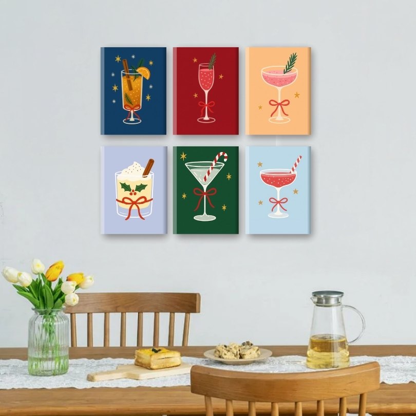 6 Mini Paintings | Classic Christmas Cocktails Set