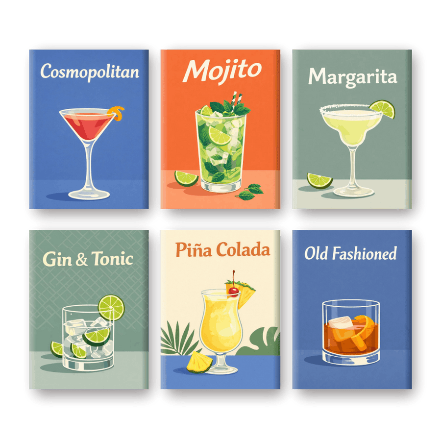 6 Mini Paintings | Cocktail Drinks Set