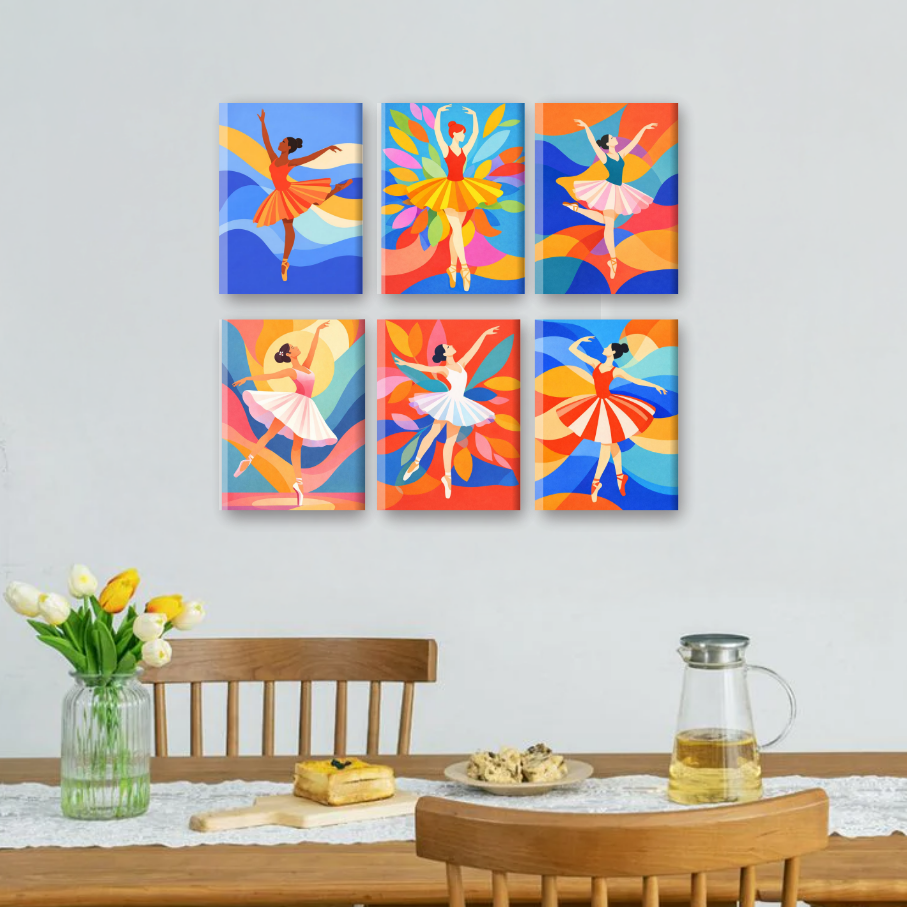 6 Mini Paintings | Colorful Ballerina Set