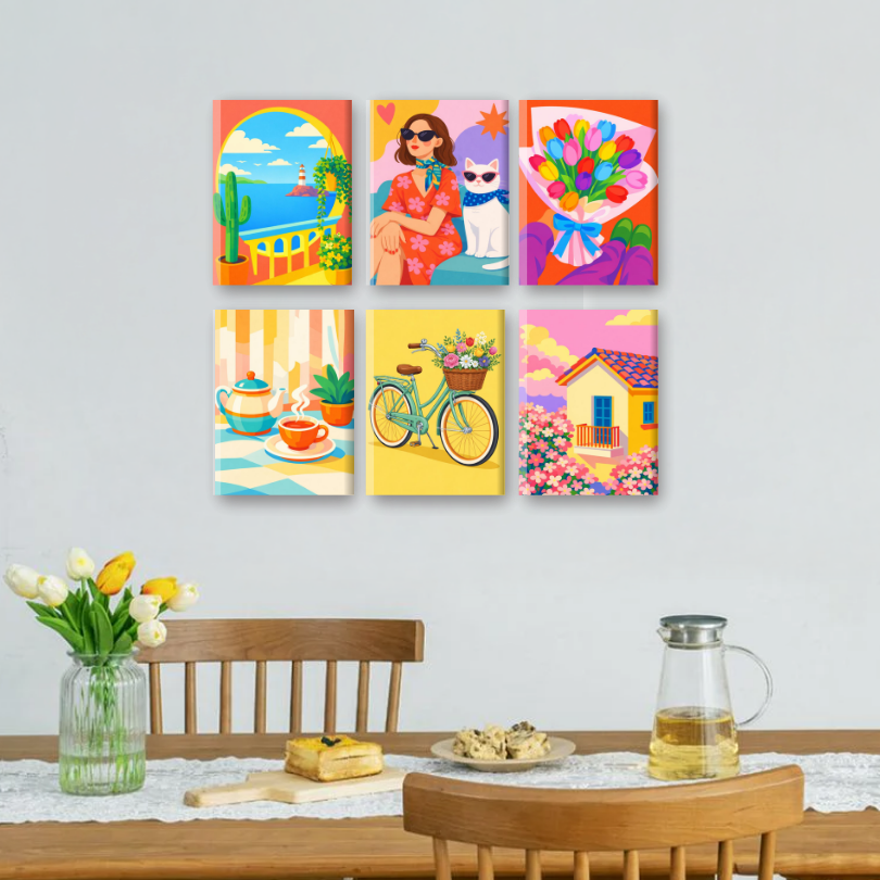 6 Mini Paintings | Colorful Days Set