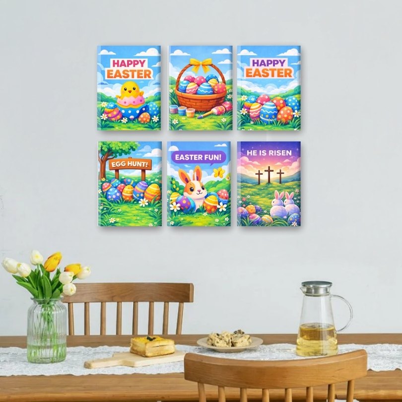 6 Mini Paintings | Colorful Easter Set