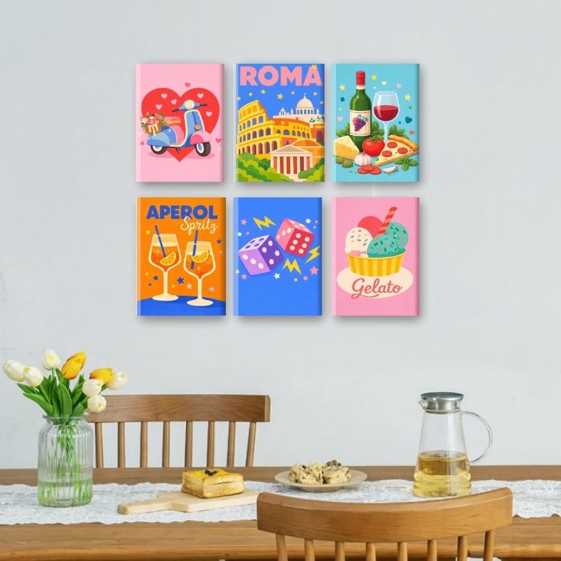 6 Mini Paintings | Colorful Italy Set