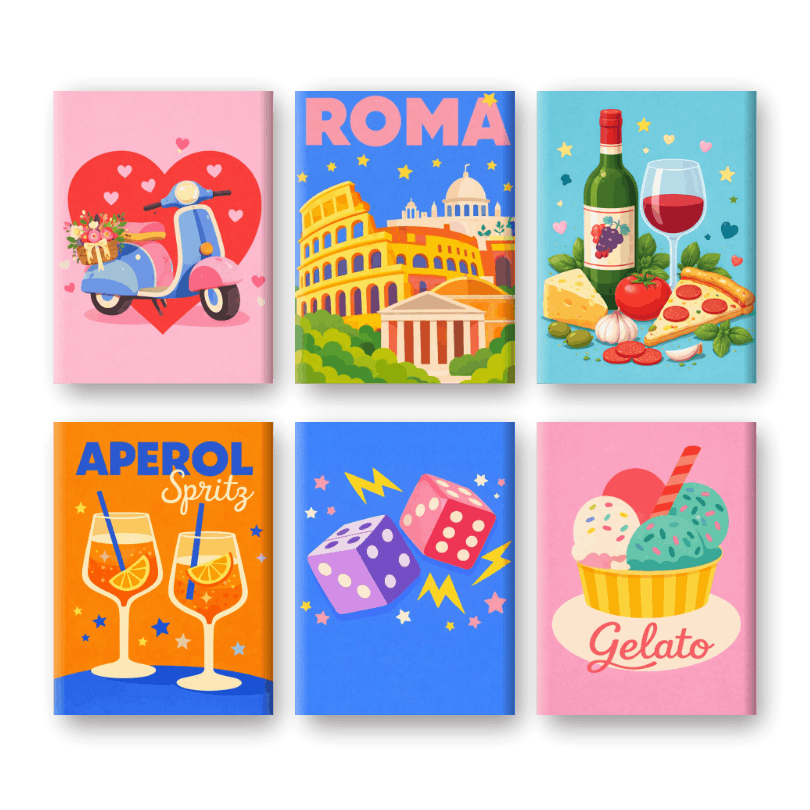 6 Mini Paintings | Colorful Italy Set