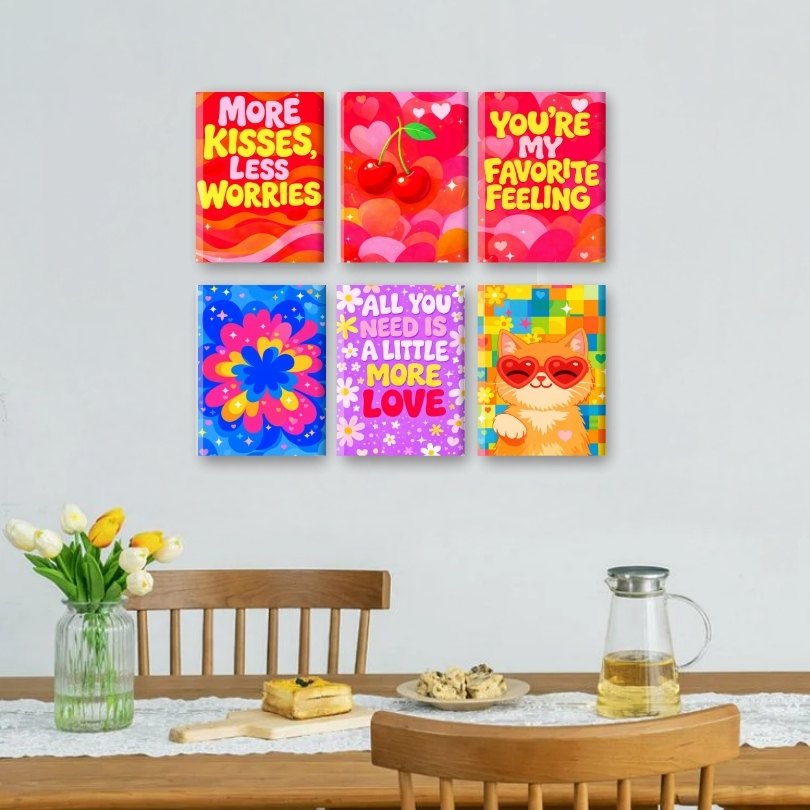 6 Mini Paintings | Colorful Love Set