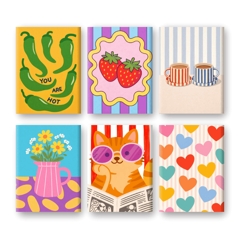 6 Mini Paintings | Colorful Mood Set