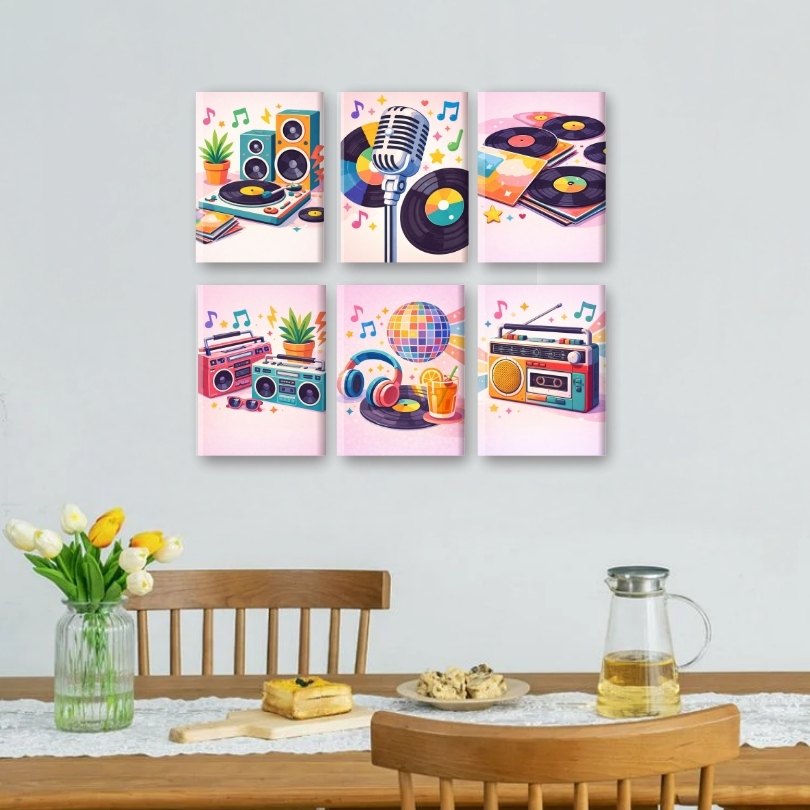 6 Mini Paintings | Colorful Music Set