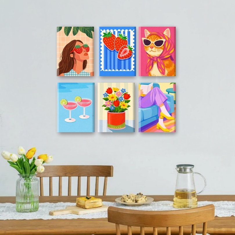 6 Mini Paintings | Colorful Pop Set