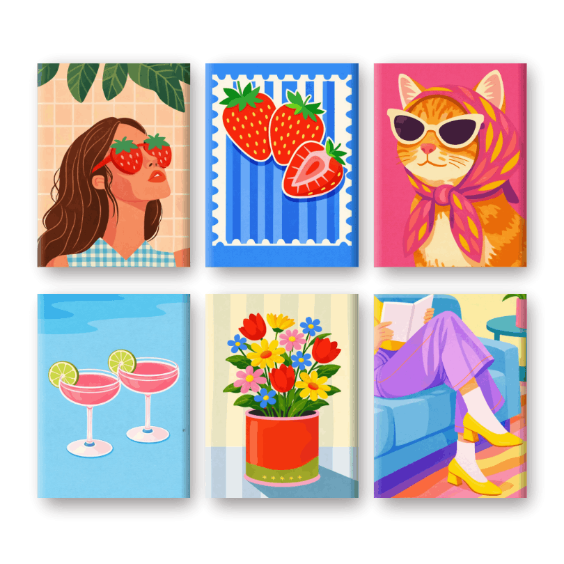 6 Mini Paintings | Colorful Pop Set