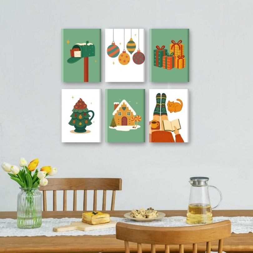 6 Mini Paintings | Cozy Christmas Season Set