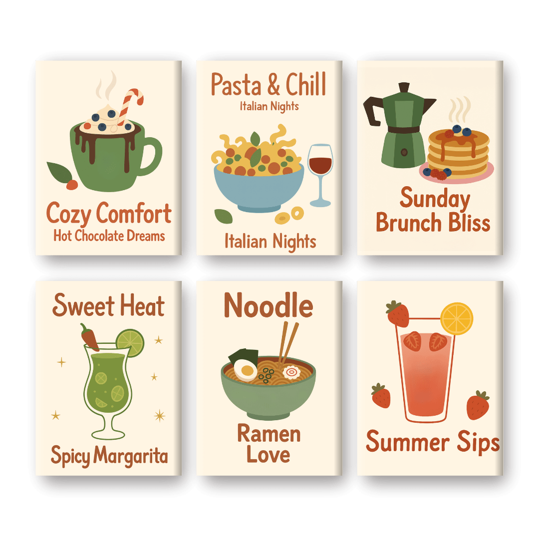 6 Mini Paintings | Drinks & Food Set