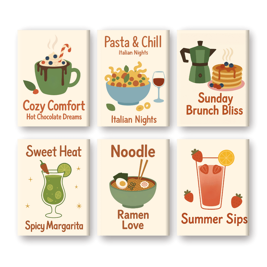 6 Mini Paintings | Drinks & Food Set