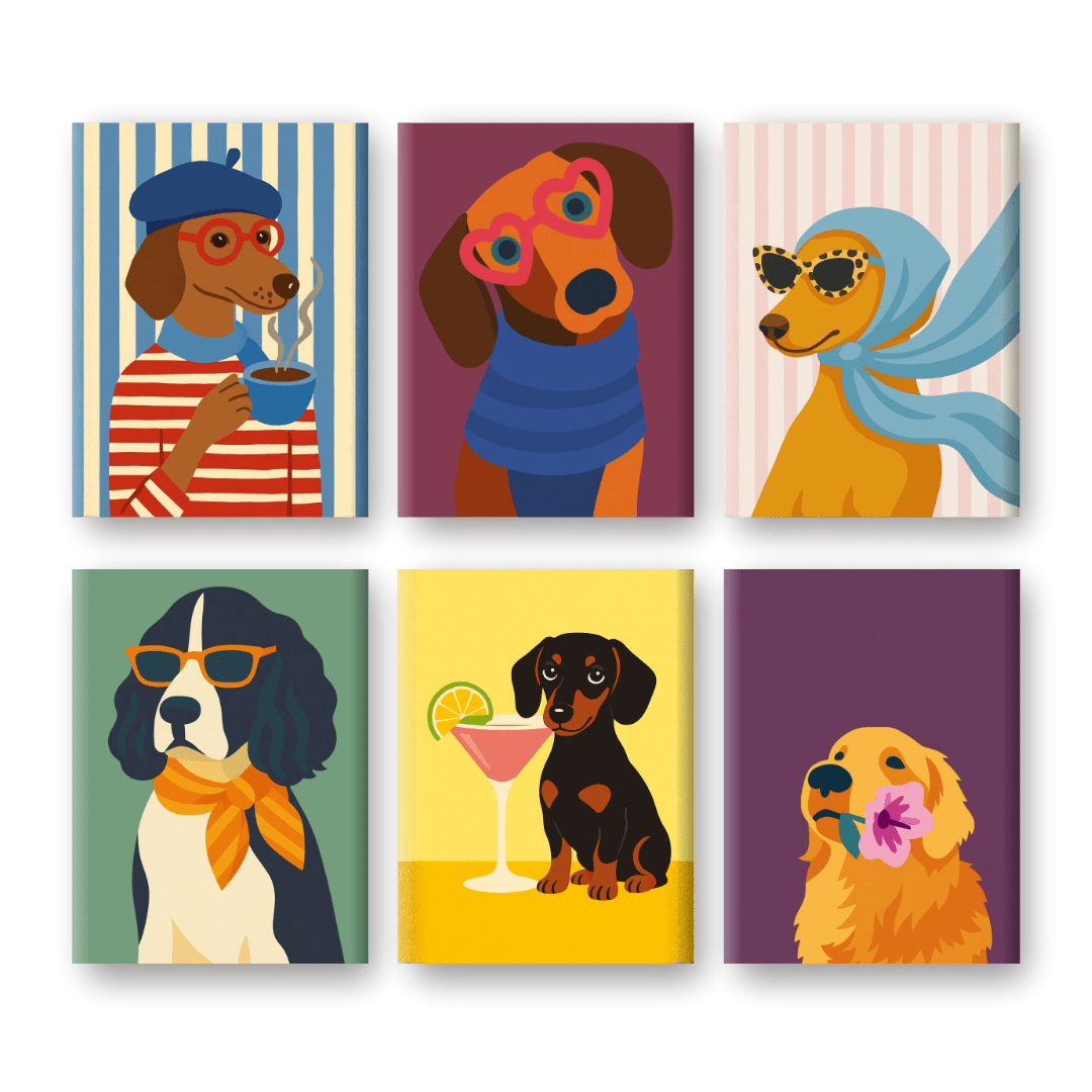 6 Mini Paintings | Fancy Dogs Set