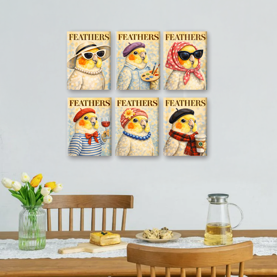 6 Mini Paintings | Feathers Set