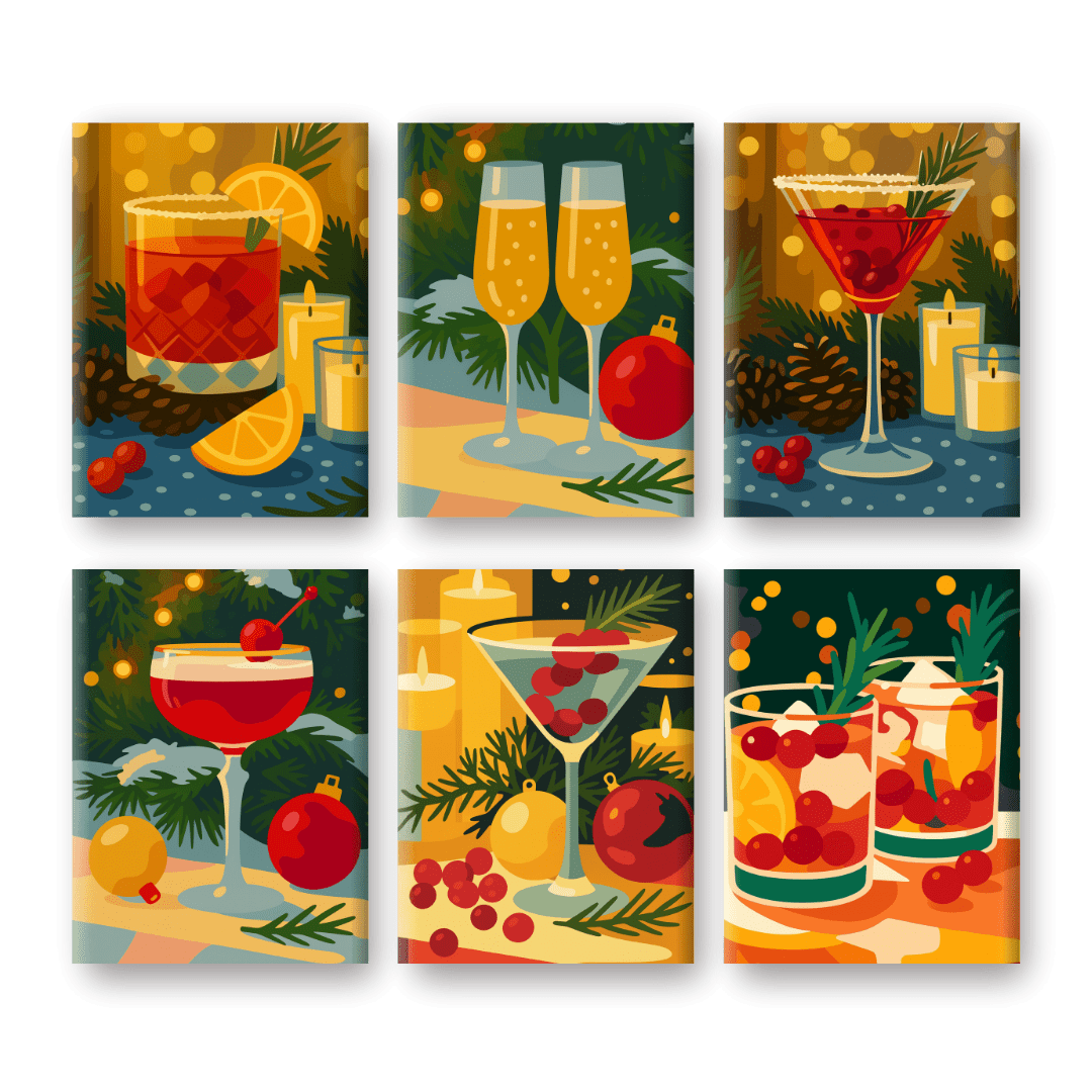 6 Mini Paintings | Festive Cocktails Set