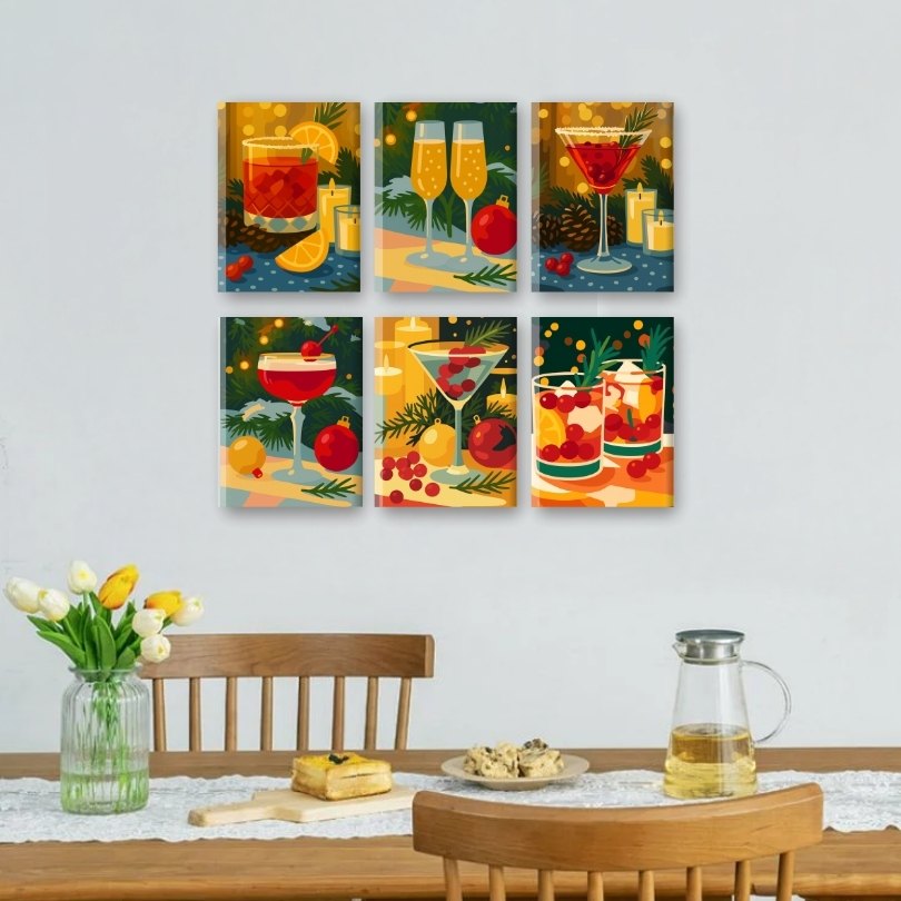 6 Mini Paintings | Festive Cocktails Set