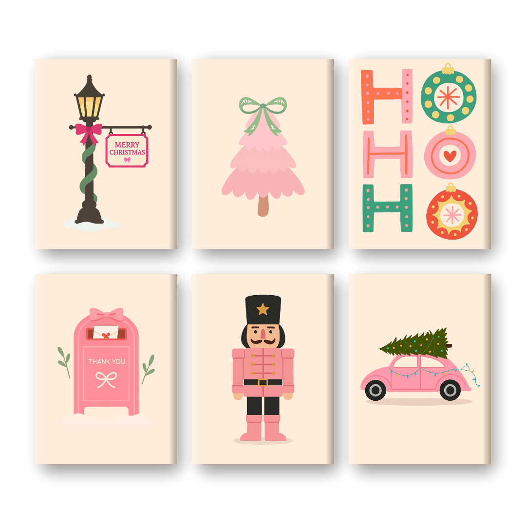 6 Mini Paintings | Festive Pink Set