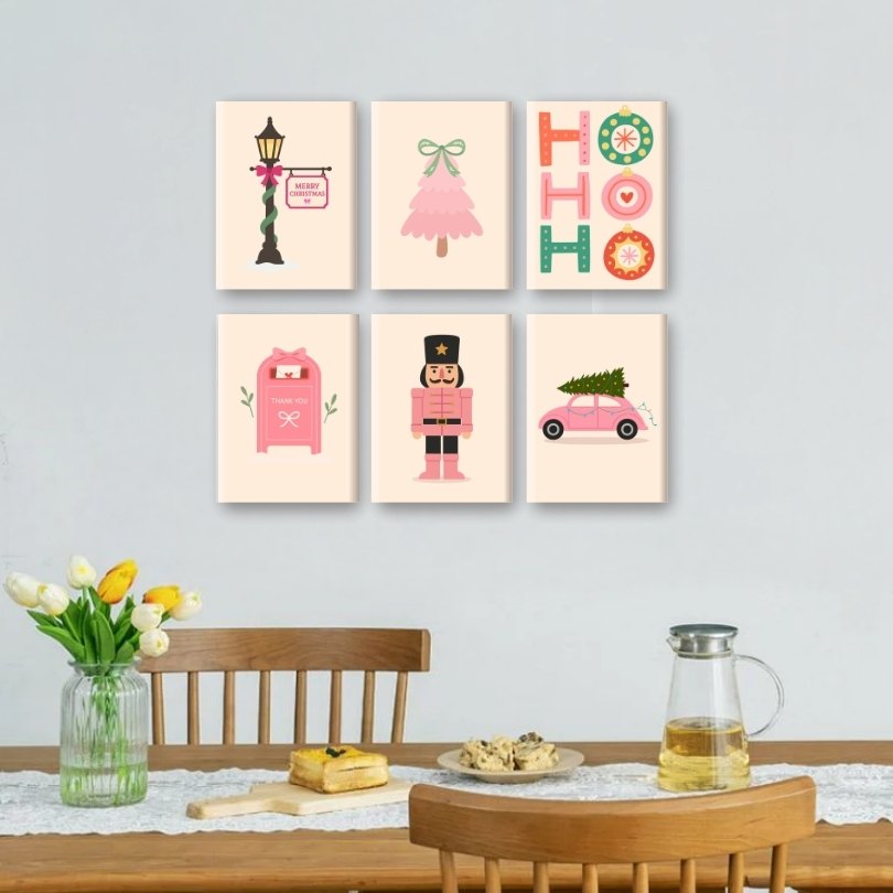 6 Mini Paintings | Festive Pink Set