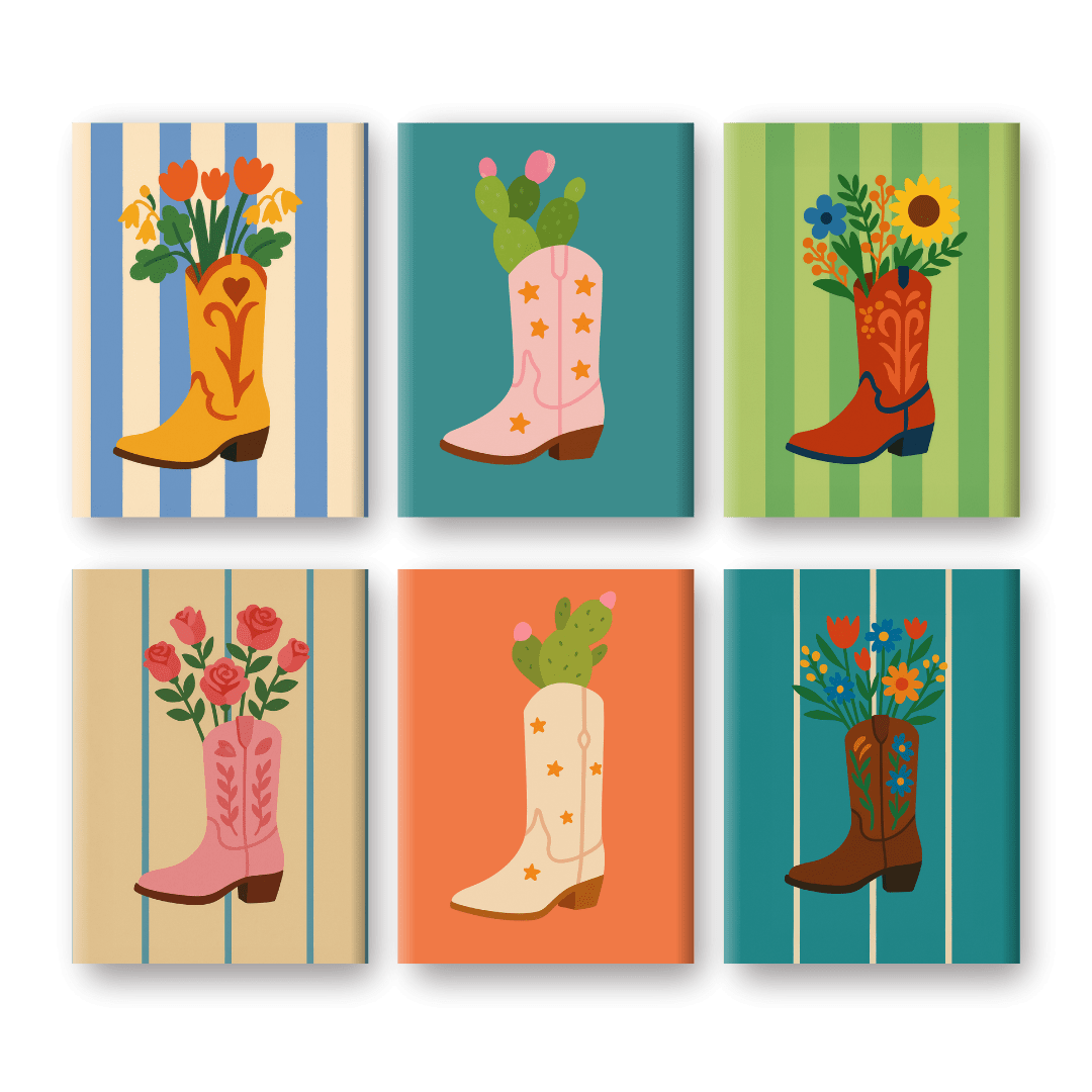 6 Mini Paintings | Flowers in Boots Set