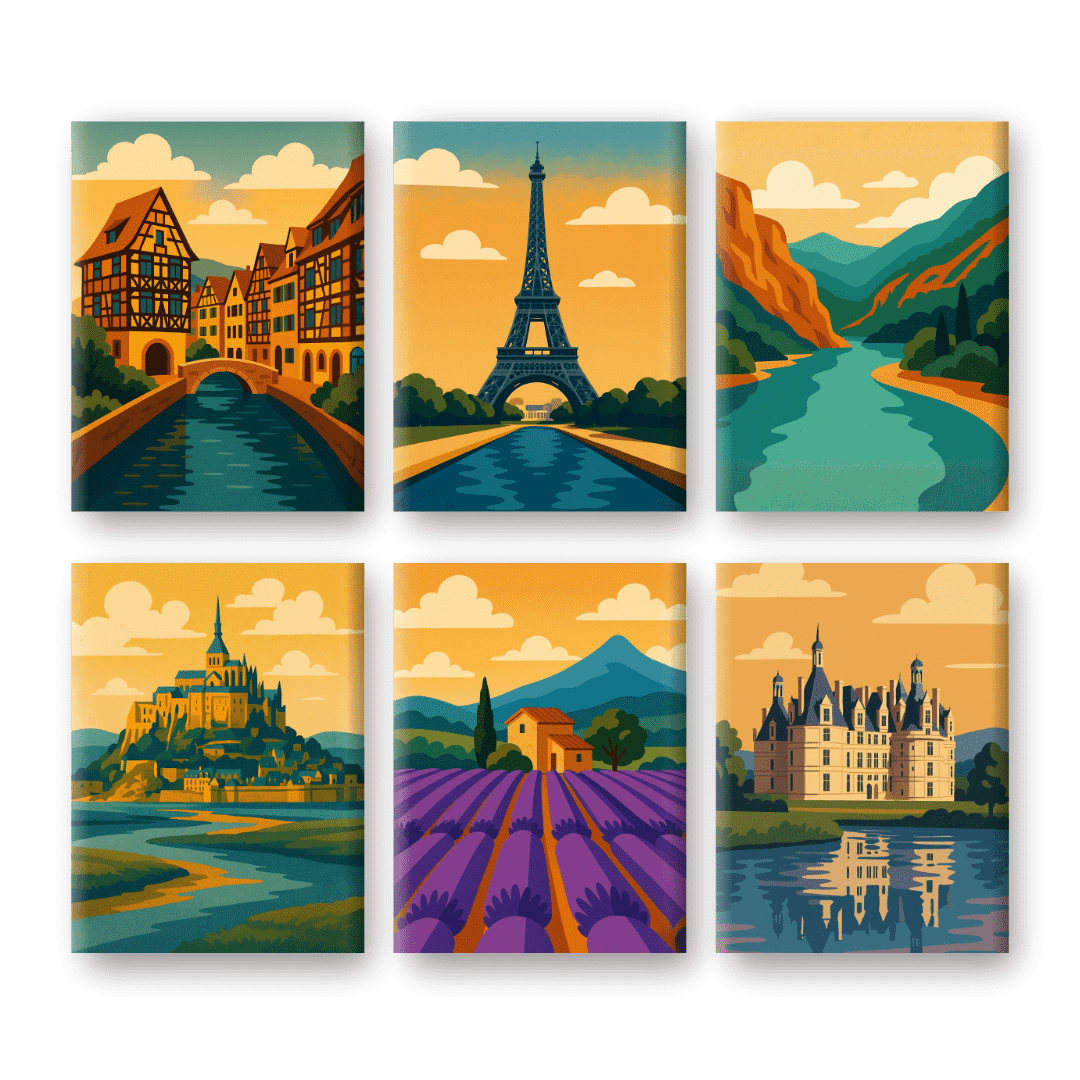 6 Mini Paintings | French Landscapes Set