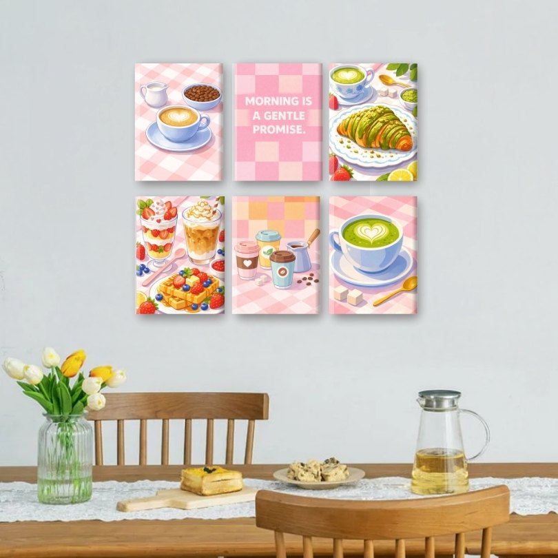 6 Mini Paintings | Gentle Morning Breakfast Set