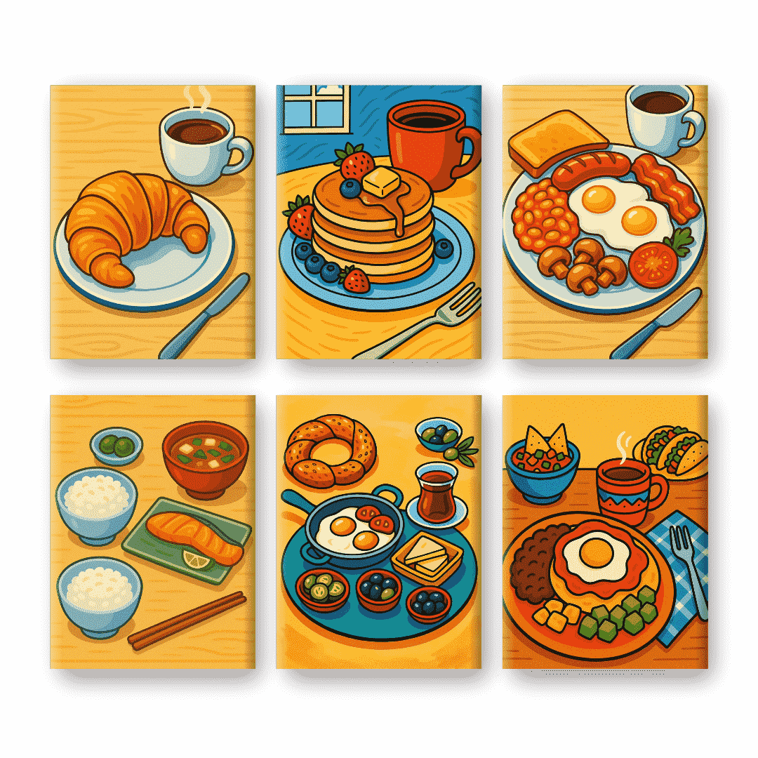 6 Mini Paintings | Global Breakfast Set