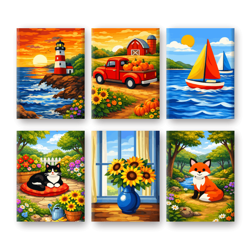 6 Mini Paintings | Gorgeous Landscapes Set
