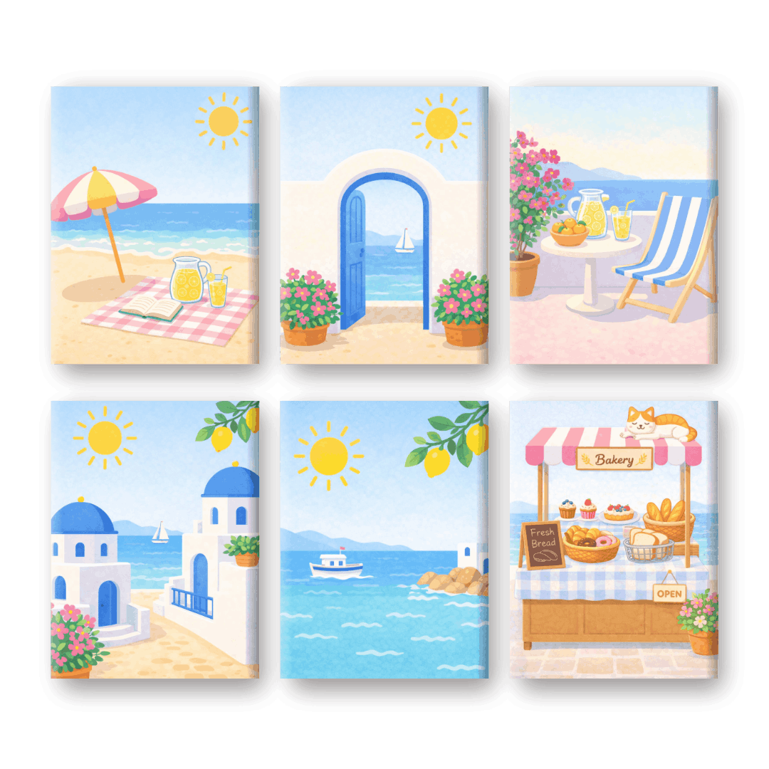 6 Mini Paintings | Greek Island Set