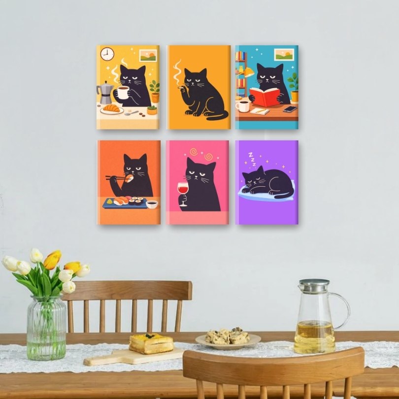 6 Mini Paintings | Grumpy Cat Set