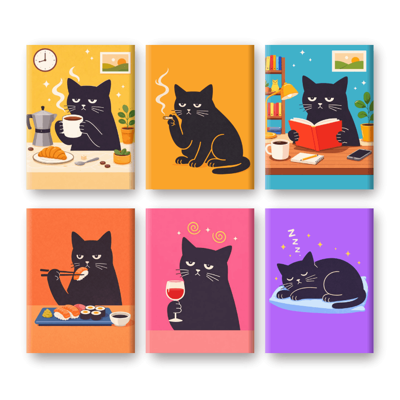6 Mini Paintings | Grumpy Cat Set