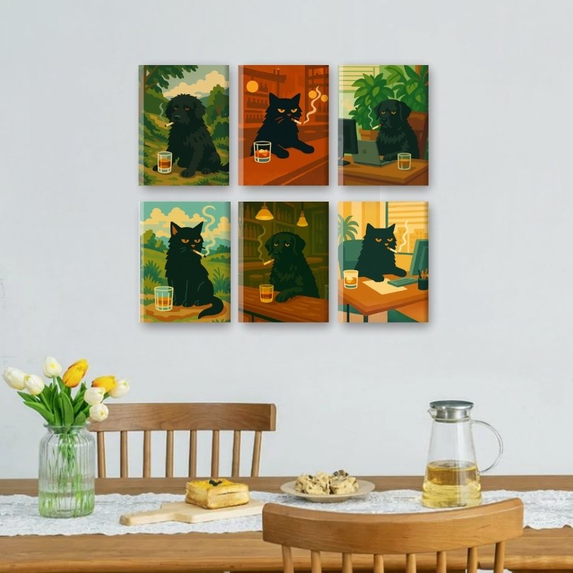6 Mini Paintings | Grumpy Cat and Dog Set
