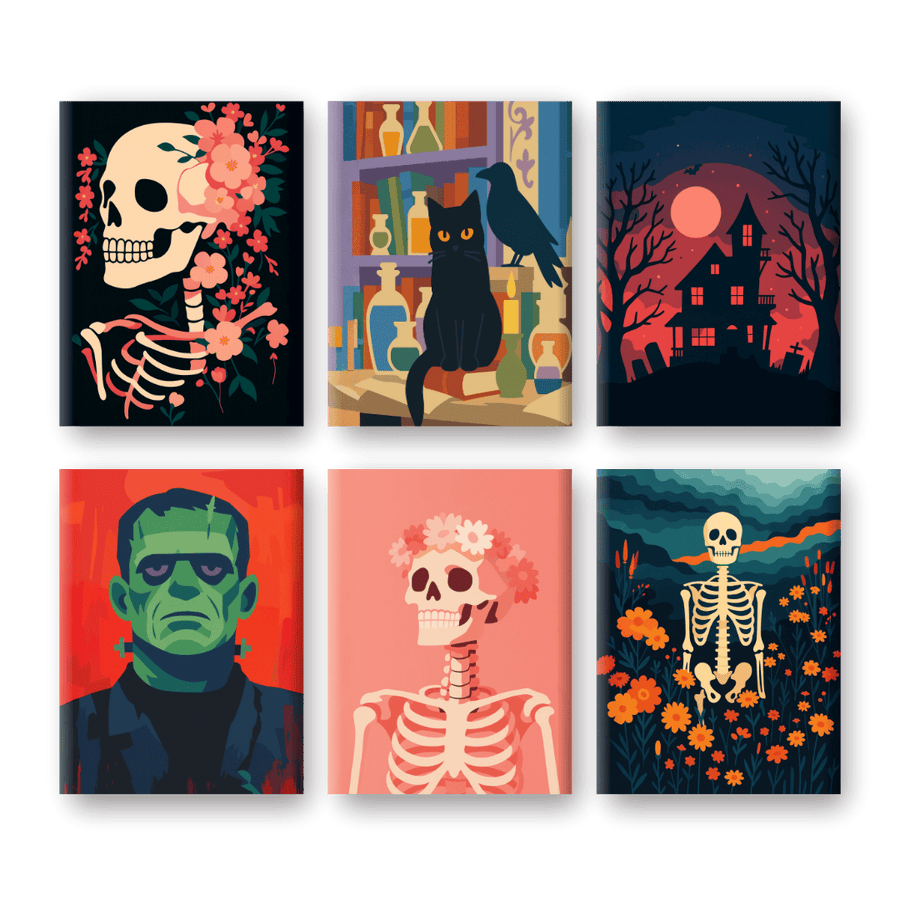 6 Mini Paintings | Halloween Night Set