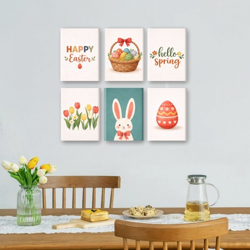6 Mini Paintings | Happy Easter Set