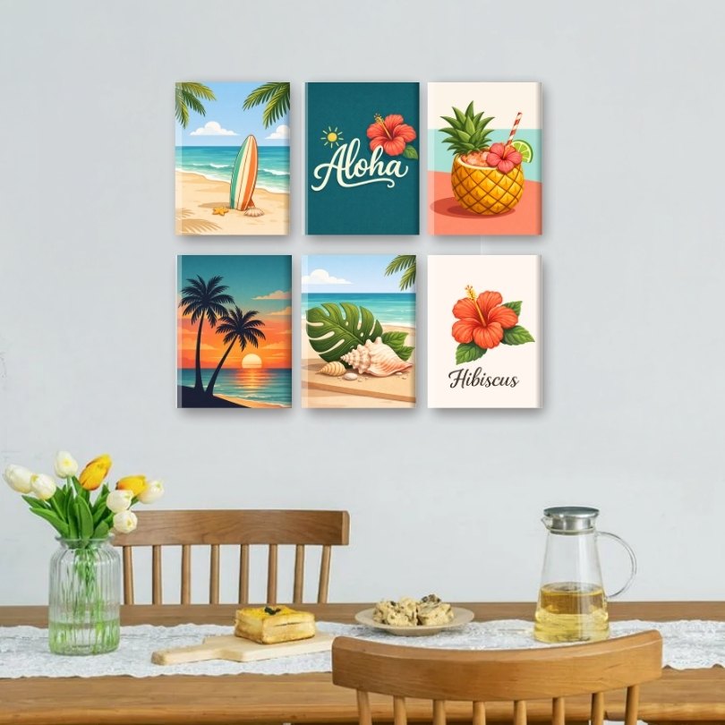 6 Mini Paintings | Hawaiian Aloha Set